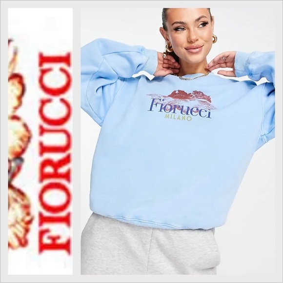 Fiorucci ANGELS SWEATSHIRT blue oversized S - Picture 1 of 12
